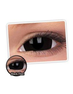 Lentes de contacto Mini Sclera Lens Crazy, Black Titan, Lentes Halloween y efectos de cine Negros Titan