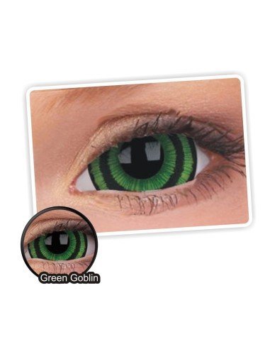 Lentes de contacto Mini Sclera Lens Crazy, Green Goblin, Lentes Halloween y Efectos de Cine Duende Verde