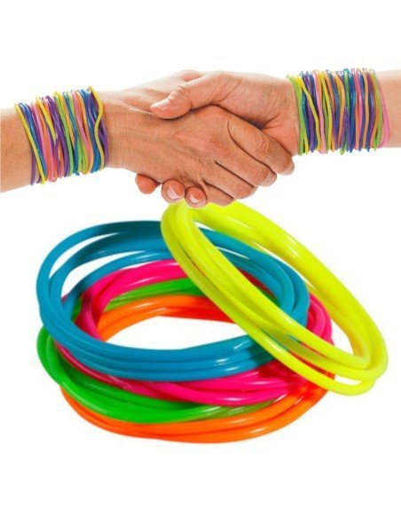 Gummy bands Kit de 6 Pulseras Neón brillan con luz UV ideal fiesta glow
