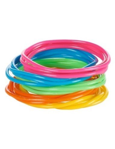 Gummy bands Kit de 6 Pulseras Neón brillan con luz UV ideal fiesta glow