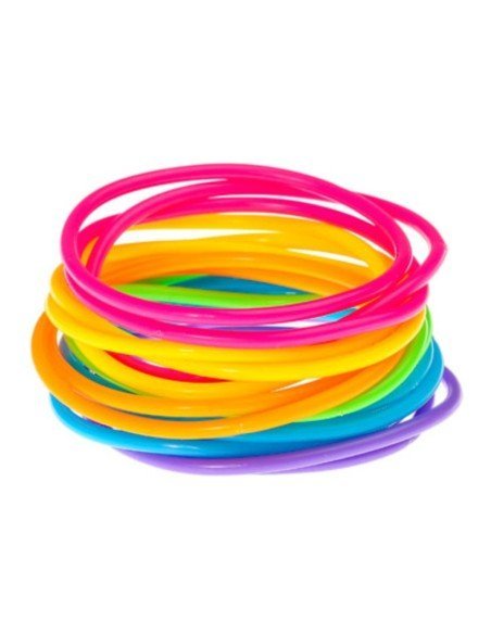 Gummy bands Kit de 6 Pulseras Neón brillan con luz UV ideal fiesta glow