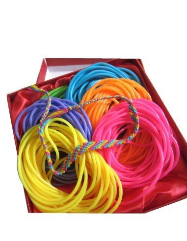 Gummy bands Kit de 6 Pulseras Neón brillan con luz UV ideal fiesta glow