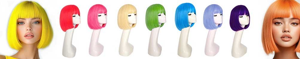 Pelucas Fantasía Bob Corto | Colores Vibrantes y Flequillo